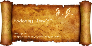 Hodossy Jenő névjegykártya